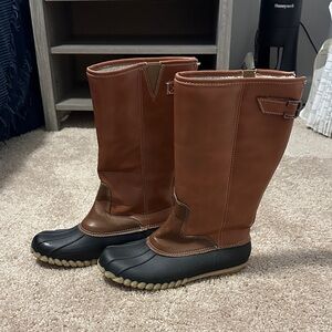Brown and Black Tall Rainboots